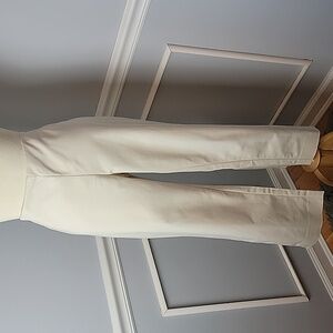 ST. JOHN‎ Cream Flat Front Side Zip Straight Leg Capsule Cropped Ankle Pants 10